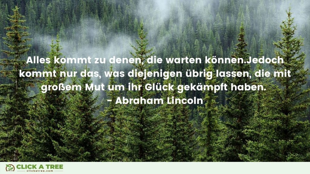 Alles kommt zu denne die warten können. Jedoch kommt nur das was diejnigen übrig lassen die mit grosem Mut um ihr Glück gekämpft haben. Abraham Lincoln Zitat. Click A Tree