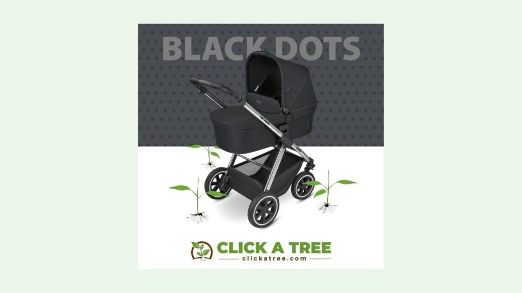 Der Kinderwagen "Black Dots" von ABC Design pflanzt Bäume